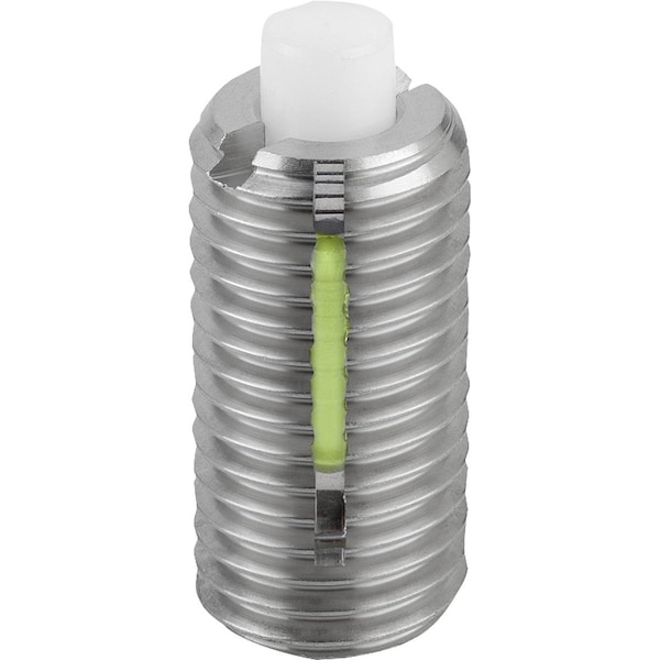 Spring Plunger Standard Spring Force D=M08 L=22 Stainless Steel, Flat, Long-Lok, Comp:Pin Pom, Pu=5